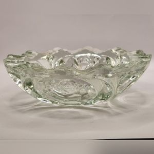 Vintage Pasari Crystal Indonesia Clear Crystal Glass Ashtray With‎ Rose Design